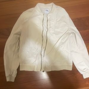 White Zara Bomber Jacket in Perfect Condition